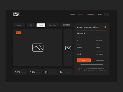 Life on the Mars buisness dark theme future logo mars neumorphism orange real estate ui ux