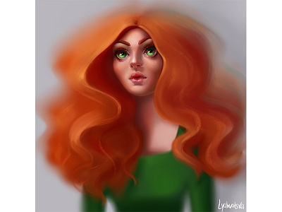 Redhead Girl art caricature cartoon character design color creation digital painting emotion imagination portrait