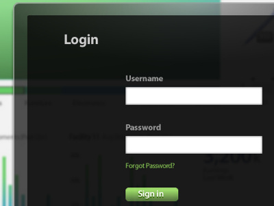 Login black blur dark glass green