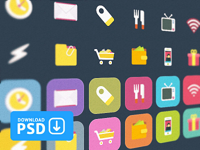 Free Set Colorful Ficons Icons +10 10 clock download free icon icons mobile money psd set ten wifi