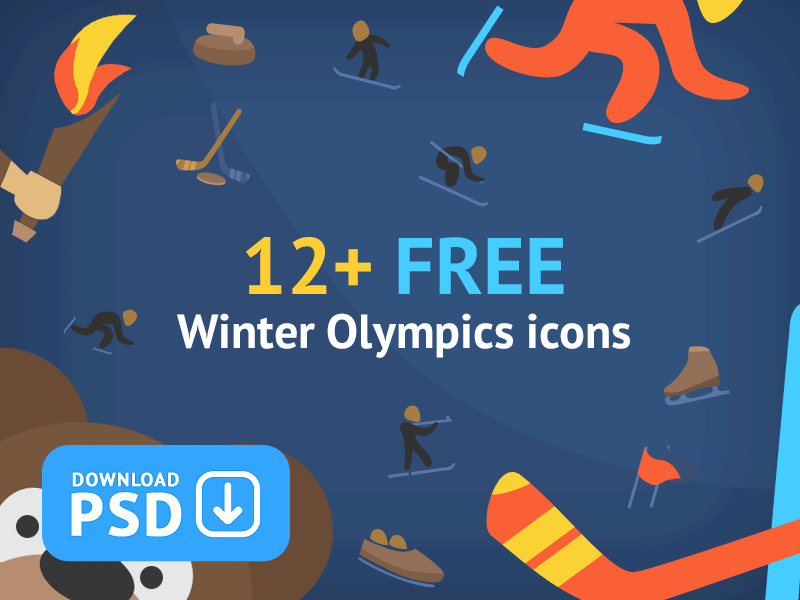 Free Set Colorful Olympic Winter Sport Icons 12+
