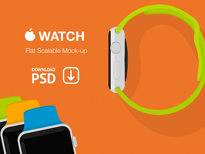 Apple Watch - Free Psd Flat Mockup apple flat free ios mockup psd scalable watch