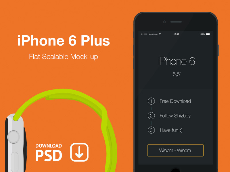 Download iPhone 6 Plus - Free Psd Flat Mockup by Alex Kutuzov on ...