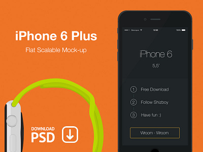 iPhone 6 Plus - Free Psd Flat Mockup black flat free iphone iphone6 mockup plus psd scalable