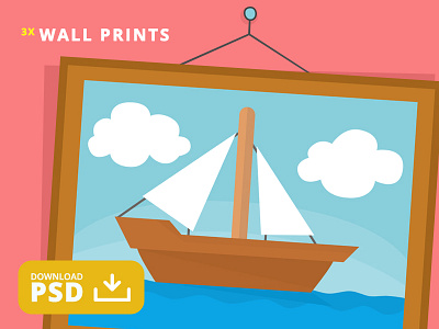 Free PSD Simpson's Painting of a Boat boat clouds download free print psd sea simpsons sky