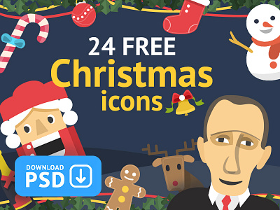 Christmas & New Year Free Set Colorful Ficons Icons 24+