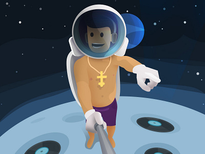 ILIA SHOWTIME astronaut illustration music selfy space