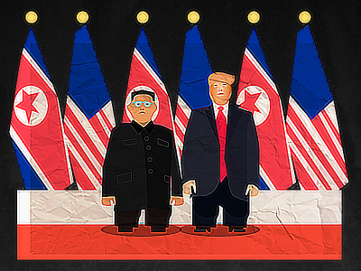 Trumpy!!! Super guys, the long-awaited meeting character icon illustration kim kim jong un north korea person political trump usa vector