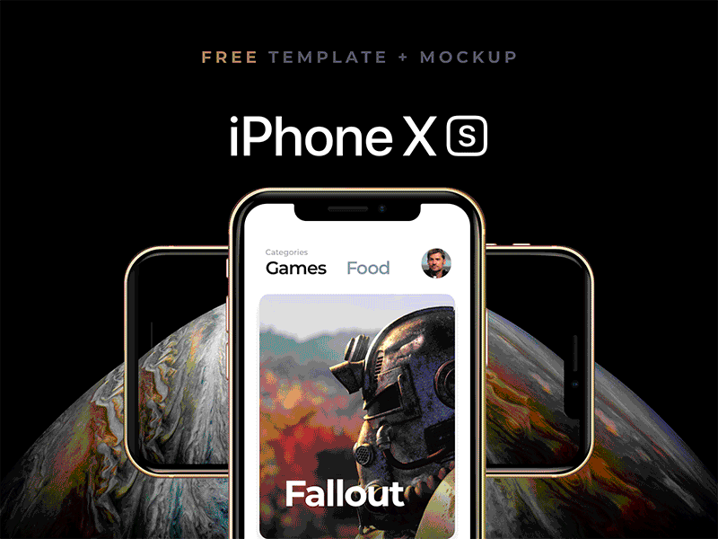 Free Sketch Template + Mockup iPhone xs