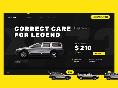 Volvo Care XC70 car design landing page service ui uidesign ux volvo website yellow