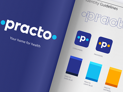 Practo - New look and identity brand book brand identity circles digital guidelines health home logo medical practo product style guide