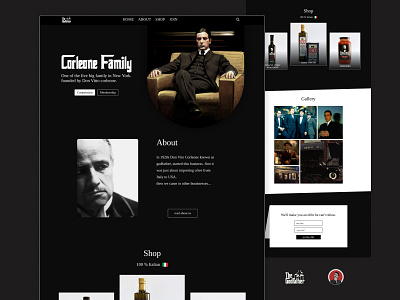 Web design of Corleone Crime mafia family of Godfather movie branding cinema e commerce godfather graphic design mafia movie thegodfather ui ux web design