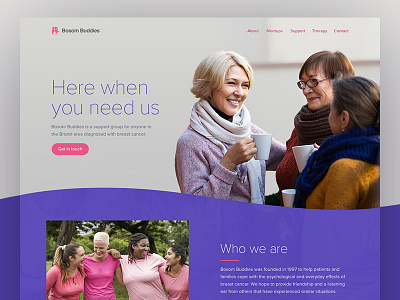 Bosom Buddies breast cancer charity one page scroll support
