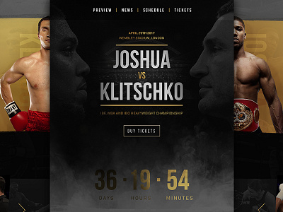 Joshua vs Klitschko boxing concept fight landing page personal scroll