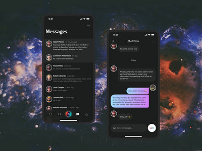 Messages screen - Biyond app clean dailyui darkmode ui ux