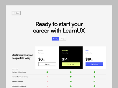 LearnUX - Pricing clean pricing ui ux web