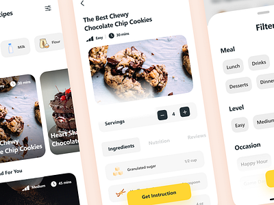 Cooklyn - Find recipes app clean design ui ux