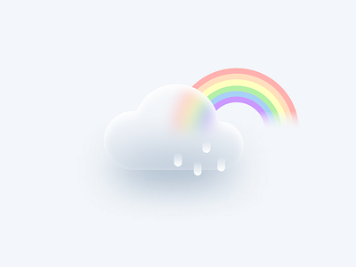 Weather Glassmorphism Icon - Rainbow clean design glassmorphism icon illustration weather