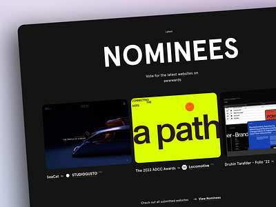 Awwwards dark mode - NOMINEES clean darkmode design ui ux web