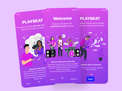 Playbeat Onboarding app de design graphic design illustration ui ux vector
