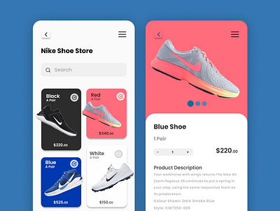 Nike Shoe store design android app app delivery app design figma graphic design ico illustration leading page logo ui • android ui • iphone ui • mobile ui • user interface