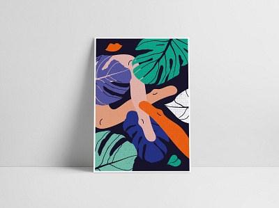 monstera colors illustration risograph risoprint