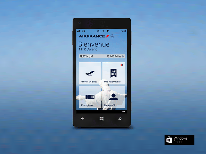 Air France Windows Phone App flight booking app illustrator metro ui photoshop windows phone