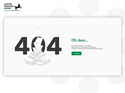404 Error page 404 404 error page error error page illustration lbg lloyds banking group typography ui vector web