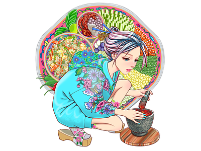 Love Nyonya Acar adobe fresco adobe illustrator batik digital art fashion illustration flower illustration nyonya nyonya cuisine peranakan vector illustration vintage