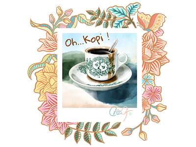 Oh…Kopi! That’s what I need! coffee kopitiam vintage watercolor