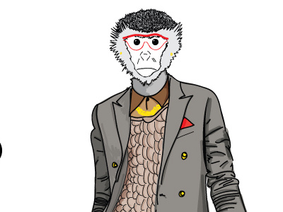 MonkeyMan Completed brown fashion grey illustrator line art monkey red red glasses trendy vector wacom yellow