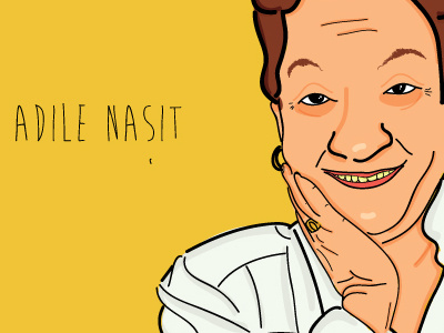 Adile Nasit [Coloured] actor adile nasit illustrator line art turkish vector wacom