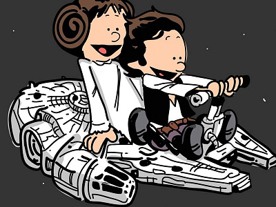 Leia + Han // Calvin & Hobbes + Star Wars Crossover calvin and hobbes doodle illustration star starwars vector wars