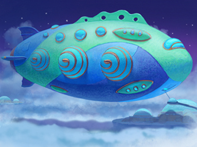 Blimp Docking illustration photoshop