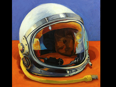 Mercury Helmet - work in progress astronaut oil painting space helmet