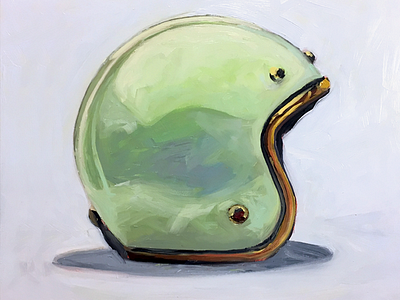 Lime Bucket motorcyle helmet study painting