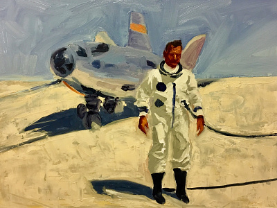 Study of Bill Dana post flight HL-10 aircraft painting study