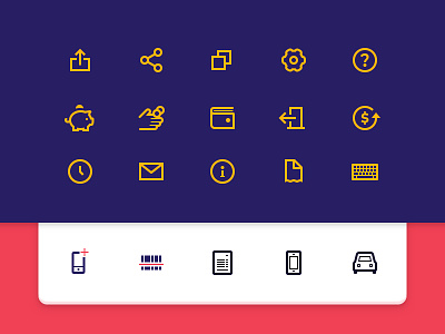 Some bold icons for a digital wallet app app bold icons mobile payment pictogram recharge savings sketch vector wallet
