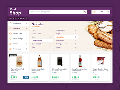 iFood Shop eCommerce menu