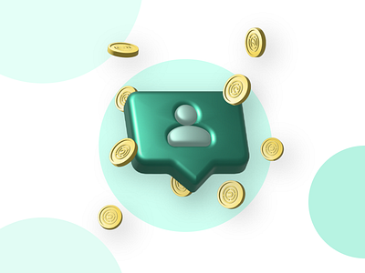 Reward - Free coins for following neighbors 3d creative design free coins illustration promo promotion reward