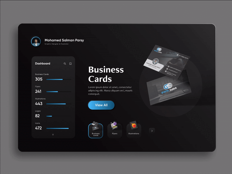 Dashboard | Design Carousel Card | Figma card carousel creative dark theme dashboard design figma illustration ui ux