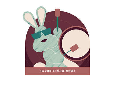 The Long-Distance-Runner art battery brushes bunny character clean design drums earthtones fitness funny green illustration joke minimal rabbit sunglasses texture vector workout