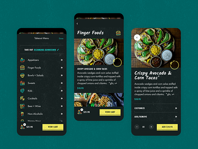 Neon Cowboy Eatery App app application bright dark mode delivery design food icons illustration interface ios mobile neon product restaurant tacos takeout texture theme ux