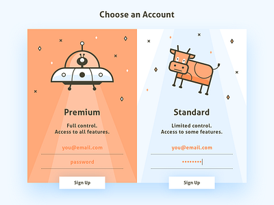 Daily UI #1 Sign Up alien cow dailyui flat illustration login modal sign up ufo ui