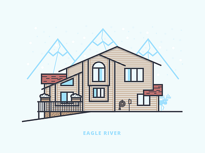 Eagle River alaska building flat home sweet home house illustration moose mountains outline vector