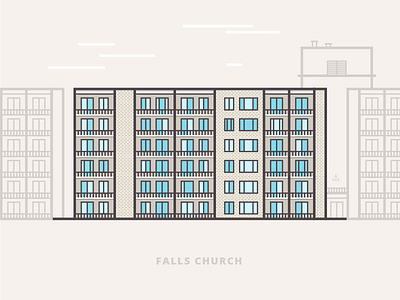 Falls Church apartment building flat home sweet home illustration outline suburbs vector