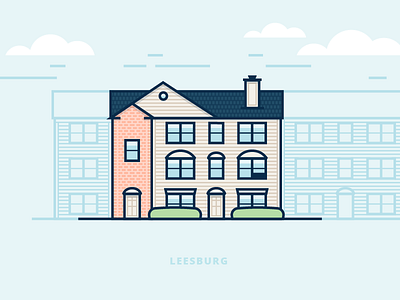 Leesburg apartment building flat home sweet home illustration outline suburbs vector