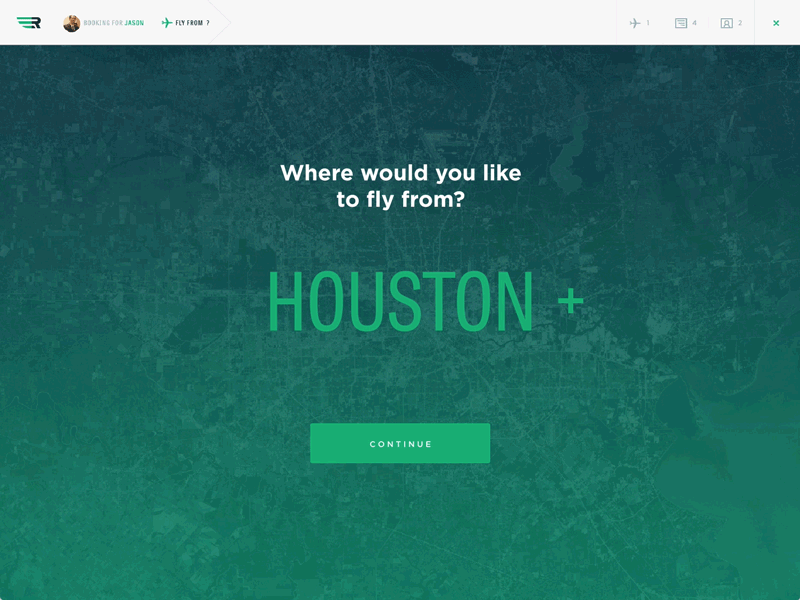 Rise Destinations airline animation destination flight gif picker selector travel ui ux web website