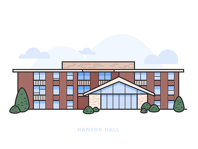 Hanson Hall architecture building college design dorm flat home sweet home house illustration jmu outline vector