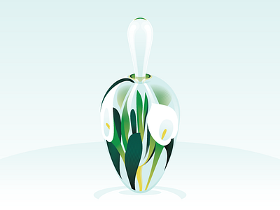 Lily Perfume art blue bright clean color design flower glass illustration vector
